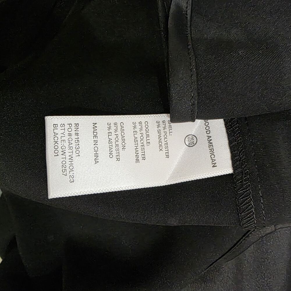 Good American Black Rhinestone Button Satin Oversized Shirt Size XXS/XS $159 - Picture 6 of 7